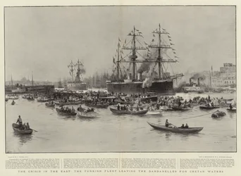 Die Krise im Osten, die türkische Flotte verlässt die Dardanellen in Richtung kretische Gewässer